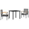 vidaXL Tuin eettafelset met kussen 5 pcs Zwart Rattan