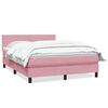 vidaXL Boxspring met matras fluweel roze 160x220 cm
