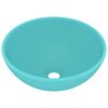 vidaXL Wastafel rond 32,5x14 cm keramiek mat lichtgroen