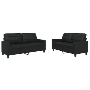 vidaXL 2-delige Loungeset met kussens kunstleer zwart