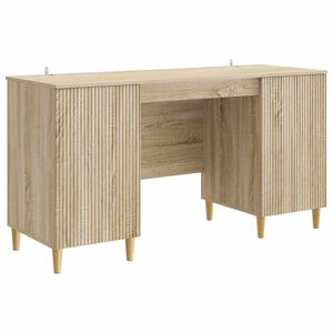 vidaXL Bureau met plank Sonoma Eiken 142,5 x 50 x 75 cm Bewerkt hout