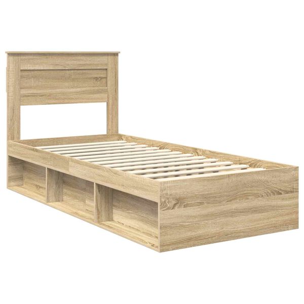 vidaXL Bedframe met opslag Sonoma Eiken 90 x 200 cm Massief grenenhout
