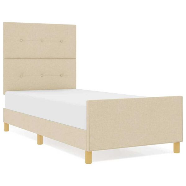 vidaXL Bedframe met hoofdeinde Cr&egrave;me 90 x 190 cm Stof