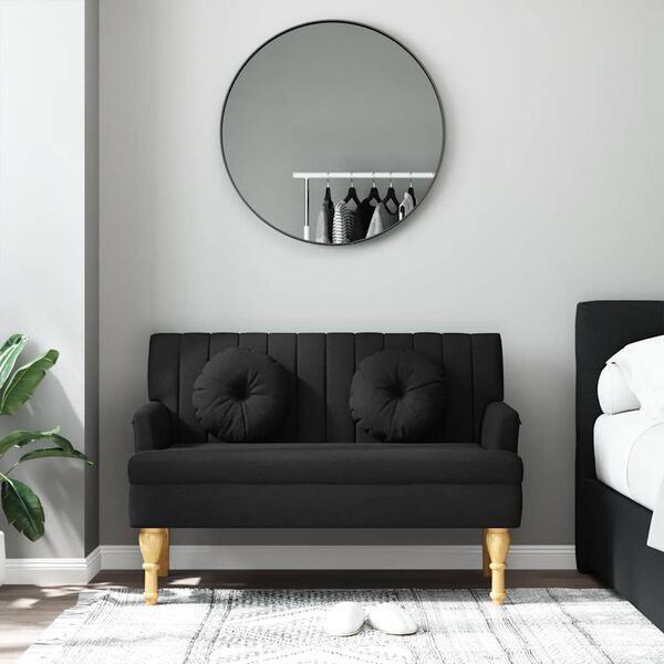 vidaXL Bankje met kussens 113x64,5x75,5 cm stof zwart