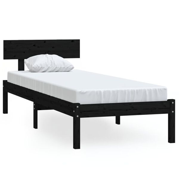vidaXL Bedframe massief grenenhout zwart 90x190 cm