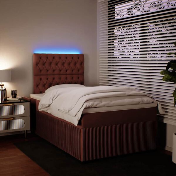 vidaXL Boxspring met matras fluweel roze 120x200 cm