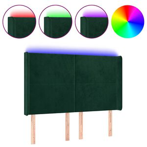 vidaXL Hoofdbord LED 147x16x118/128 cm fluweel donkergroen