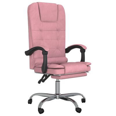 vidaXL Kantoorstoel massage verstelbaar fluweel roze