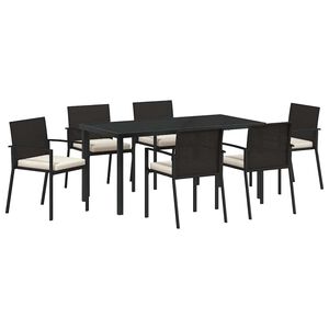 vidaXL Tuin eettafelset 7 pcs Zwart Gepoedercoat staal