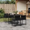 vidaXL 5-delige Tuinset met kussens poly rattan zwart
