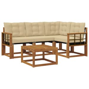 vidaXL Buiten bankenset met kussen 5 pcs Natuurlijk en Beige