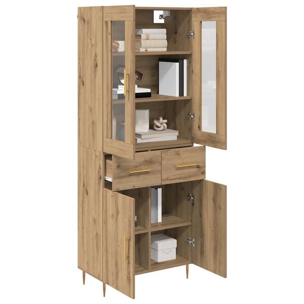 vidaXL Hoge kast met lade 2 pcs Artisan Eiken Bewerkt hout