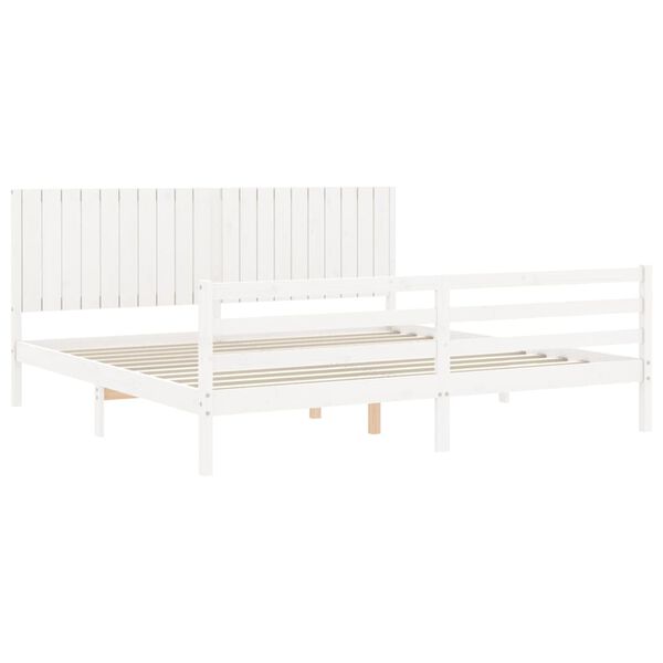 vidaXL Bedframe met hoofdbord massief hout wit 200x200 cm
