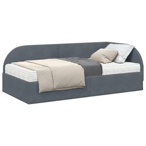 vidaXL Hoekbedframe met Matras 2 st Donkergrijs 80 x 200 cm Fluweel