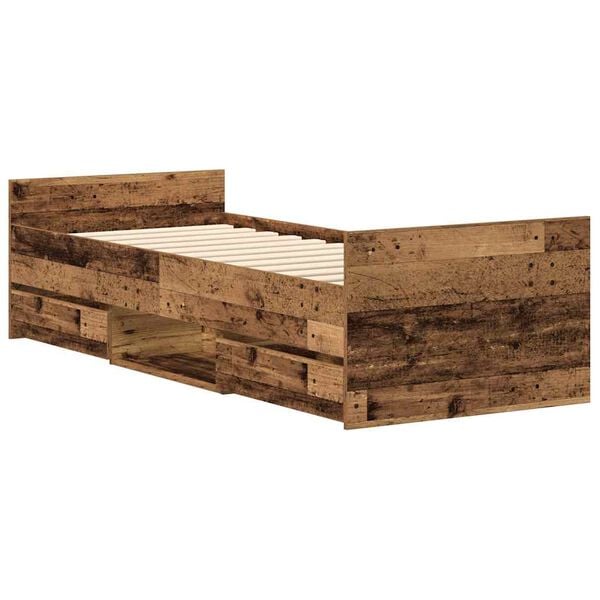 vidaXL Bedframe zonder matras bewerkt 90x190 cm bewerkt hout oud