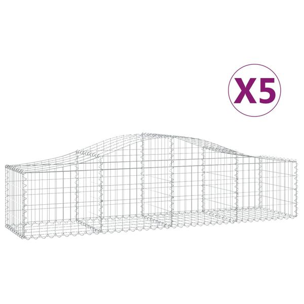 vidaXL Schanskorven 5 st gewelfd 200x50x40/60 cm gegalvaniseerd ijzer