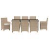 vidaXL Tuin eettafelset 9 pcs Beige poly rattan