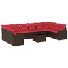 vidaXL 11-delige Loungeset met kussens poly rattan bruin
