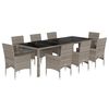 vidaXL 9-delige Tuinset met kussens poly rattan en glas grijs