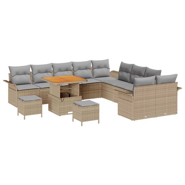 vidaXL Tuin Sofa Set 13 pcs Beige poly rattan