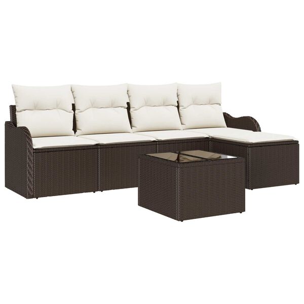 vidaXL Tuin Sofa Set met opslag 6 pcs Grijs poly rattan