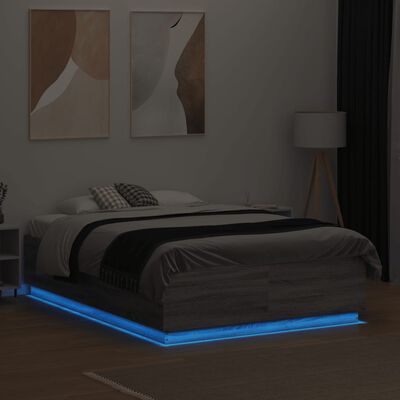 vidaXL Bedframe met LED-verlichting grijs sonoma eiken 120x190 cm