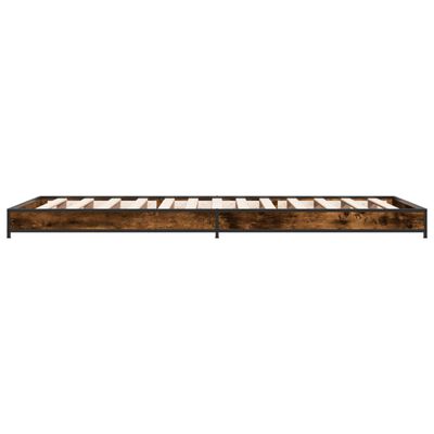 vidaXL Bedframe bewerkt hout en metaal gerookt eikenkleurig 90x190 cm