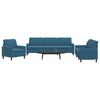vidaXL 3-delige Loungeset met kussens fluweel blauw