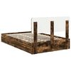 vidaXL Opslag bed met lade Gerookt eiken 135 x 190 cm Bewerkt hout