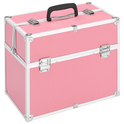 fantoom oogsten aftrekken vidaXL Make-up koffer 37x24x35 cm aluminium roze online kopen | vidaXL.be