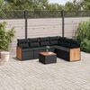 vidaXL 7-delige Loungeset met kussens poly rattan zwart