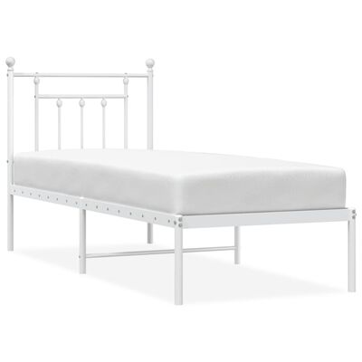 vidaXL Bedframe met hoofdbord zonder matras metaal wit 75x190 cm