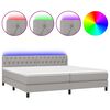 vidaXL Boxspring met matras en LED stof lichtgrijs 200x200 cm