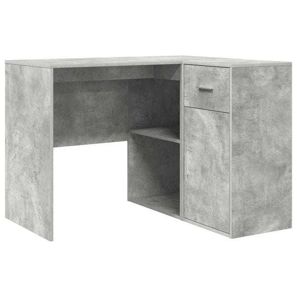 vidaXL Hoekbureau met lade Beton Grijs 102 x 88 x 75 cm