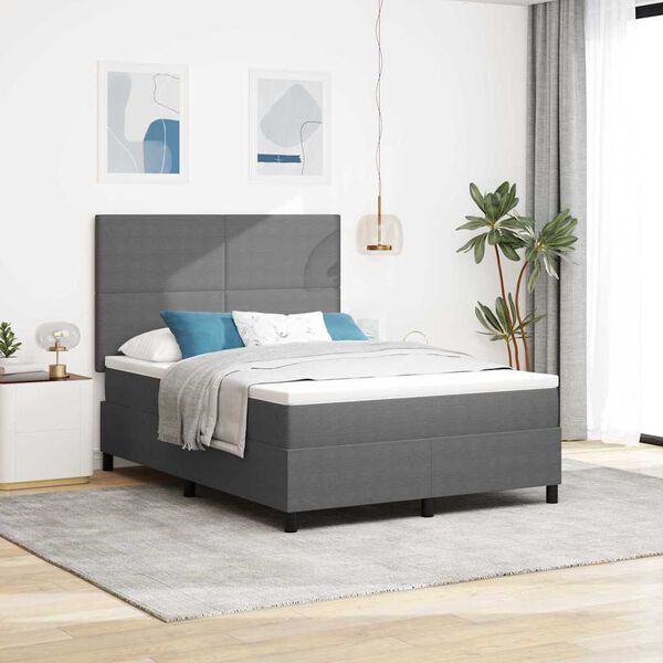 vidaXL Boxspring bed Lichtgrijs en wit. 203 x 144 x 128 cm