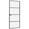 vidaXL Binnendeur 76x201,5 cm gehard glas en aluminium smal zwart