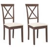 vidaXL Eetkamerstoelen met kussens 2 st massief hout rubber bruin