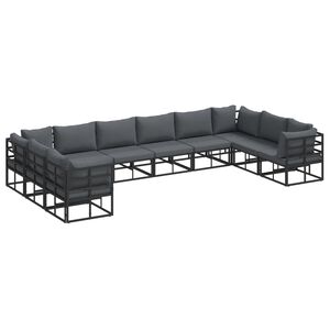 vidaXL Tuinbankenset 10 st Zwart Aluminium