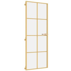 vidaXL Binnendeur smal 76x201,5 cm gehard glas en aluminium goudkleur