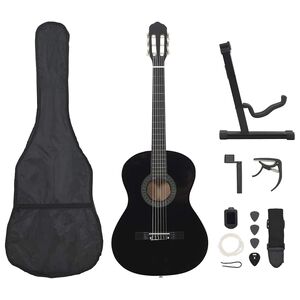 vidaXL 12-delige Gitaarset klassiek beginner 4/4 39" zwart