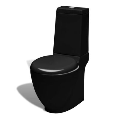 vidaXL Toilet- en bidetset keramiek zwart