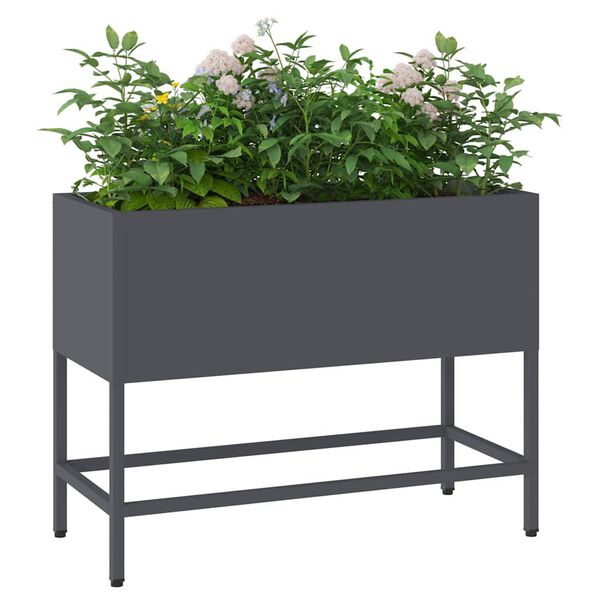 vidaXL Verhoogde Tuin Plantbak Antraciet 60 x 26 x 45 cm Staal