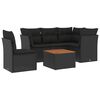 vidaXL 6-delige Loungeset met kussens poly rattan zwart