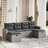 vidaXL 6-delige Loungeset met kussens poly rattan grijs