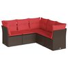 vidaXL 5-delige Loungeset met kussens poly rattan bruin