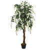 vidaXL Kunstplant wisteria 1470 bladeren 200 cm groen en wit