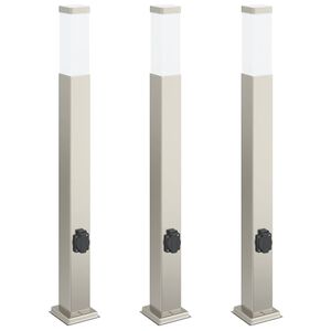 vidaXL Bolderverlichting met stopcontact 3 stuks 80 cm RVS IP44