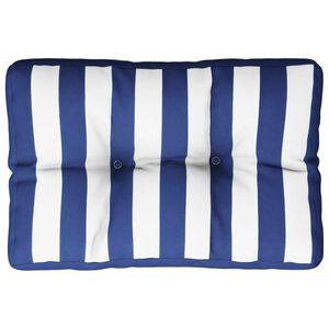 vidaXL Palletkussen gestreept 50x40x12 cm stof blauw en wit