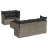 vidaXL 6-delige Loungeset met kussens poly rattan grijs