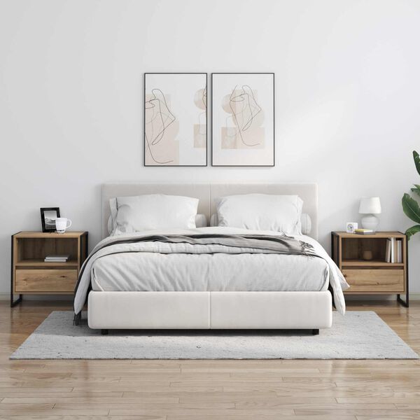 vidaXL Nachtkastje Ambachtelijk eiken 50 x 39,5 x 50 cm Bewerkt hout